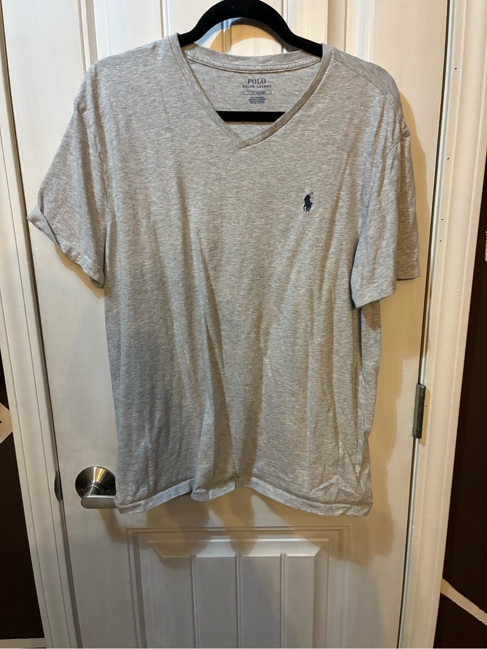 Polo by Ralph Lauren Light Gray V-Neck Short Sleeve Tee